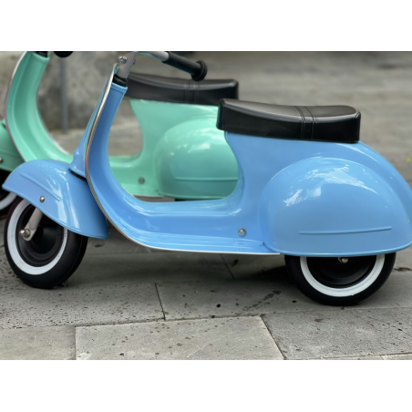 Moto Correpasillos Clásica Azul asiento polipiel | Correpasillos para Bebé