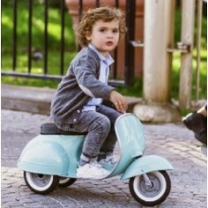 Moto Correpasillos Clásica Menta asiento en polipiel | Correpasillos para Bebé