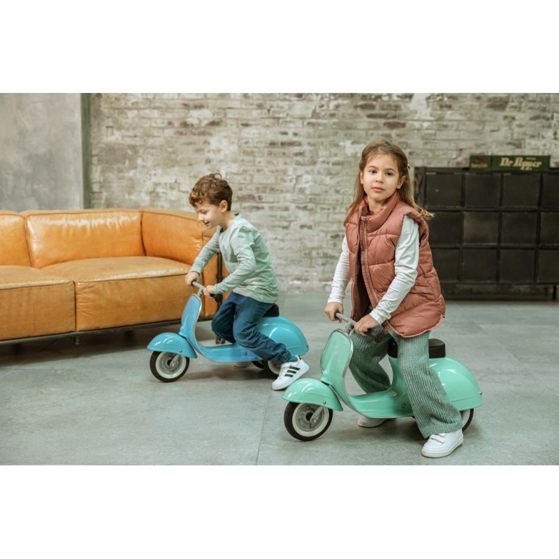 Moto Correpasillos Clásica Menta asiento en polipiel | Correpasillos para Bebé