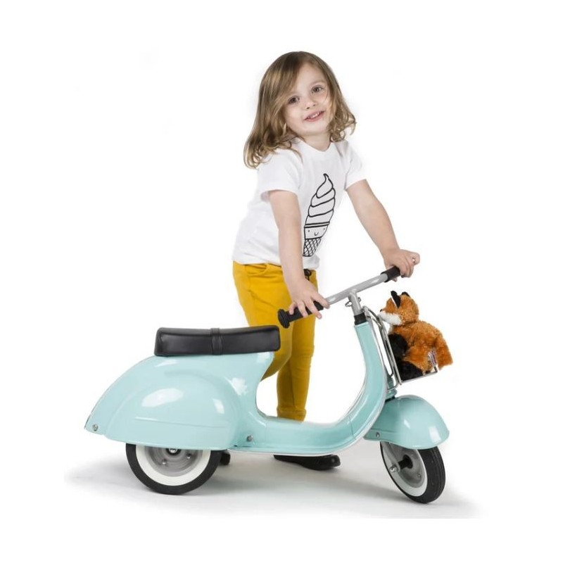 Moto Correpasillos Clásica Menta asiento en polipiel | Correpasillos para Bebé