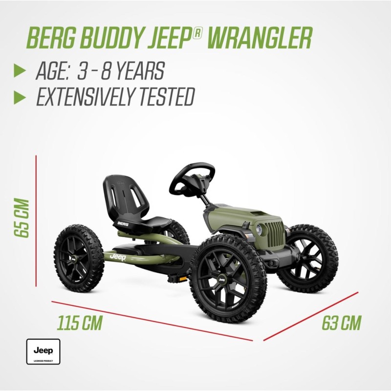 Kart BERG Buddy Jeep® Wrangler – Pedales 3‑8 años | PedalinoShop