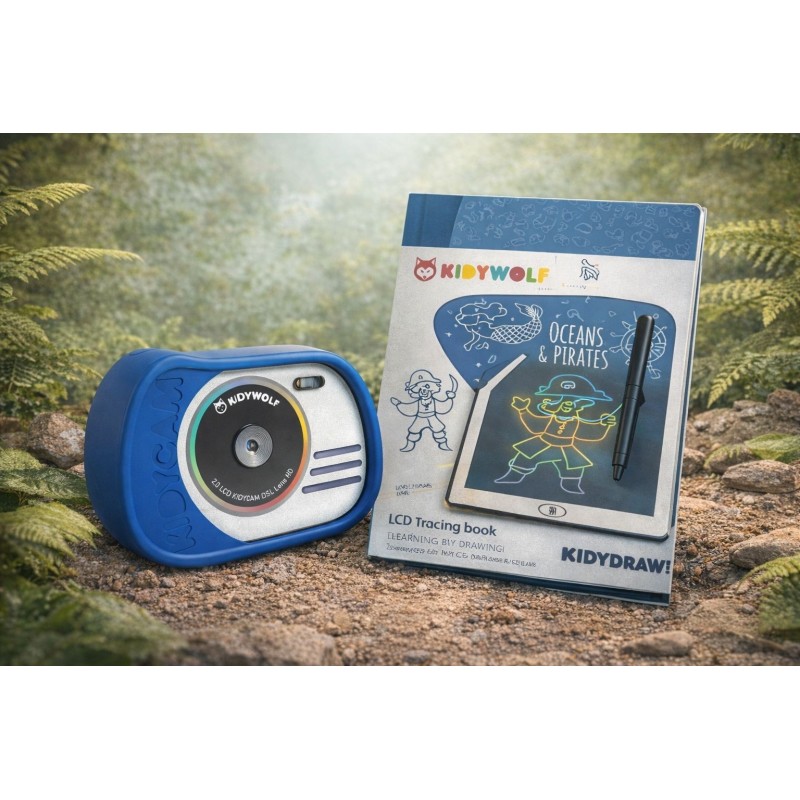 Pack Creativo Blue Kidywolf - Cámara KidyCam y KidyDraw Mini Piratas