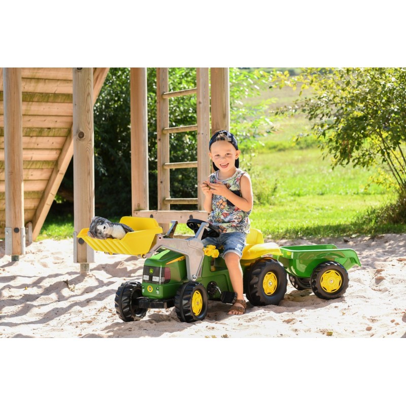 Tractor John Deere con Pala y Remolque a Pedales | PedalinoShop