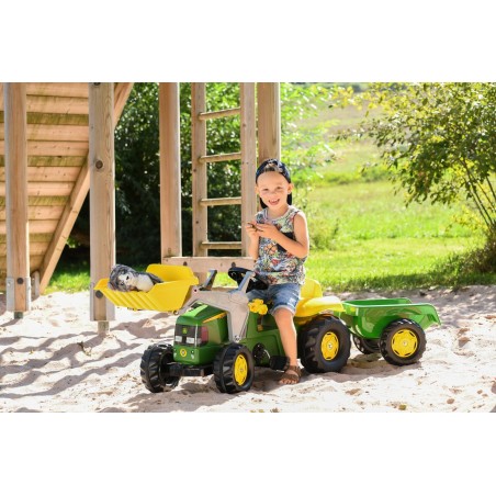Tractor John Deere con Pala y Remolque a Pedales | PedalinoShop